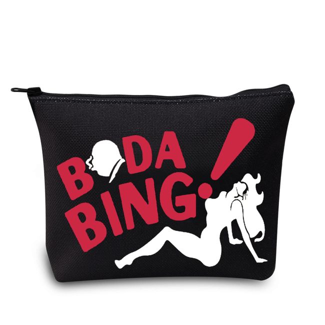 LEVLO Sopranos TV-Show Kosmetiktasche Tony und Carmela Fans Geschenk Bada Bing Sopranos Make-up Reißverschluss Tasche für Freunde Familie, Bada Bing schwarz, Make-up-Tasche