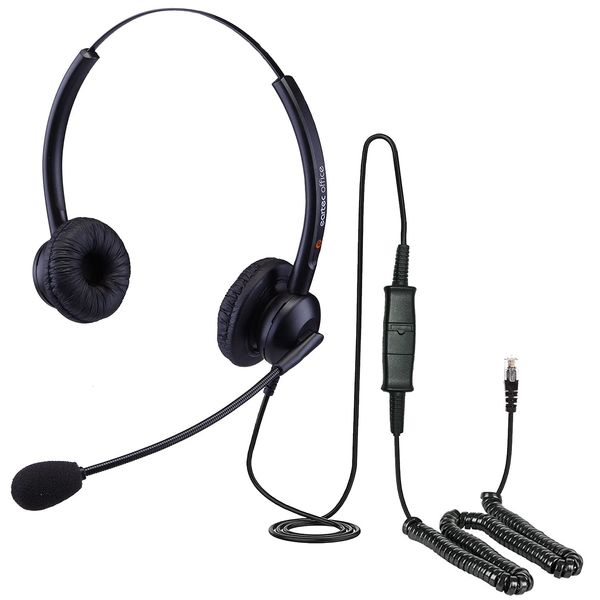 Double Ear Headset for Alcatel-Lucent IP 4001, IP 4003, IP 4008 EE, IP 4010, IP 4011, IP 4012, IP 4018 EE & IP 4019 Voip Phones + FREE RJ9 Lead - QD002 (P)