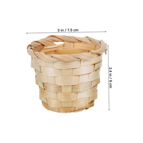 Zerodeko Mini Bamboo Woven 4pcs Storage Baskets, Decorative Baskets for Organizing Rustic Design for Home Decor Flower Arrangements (2.75X2.75X2.36in)