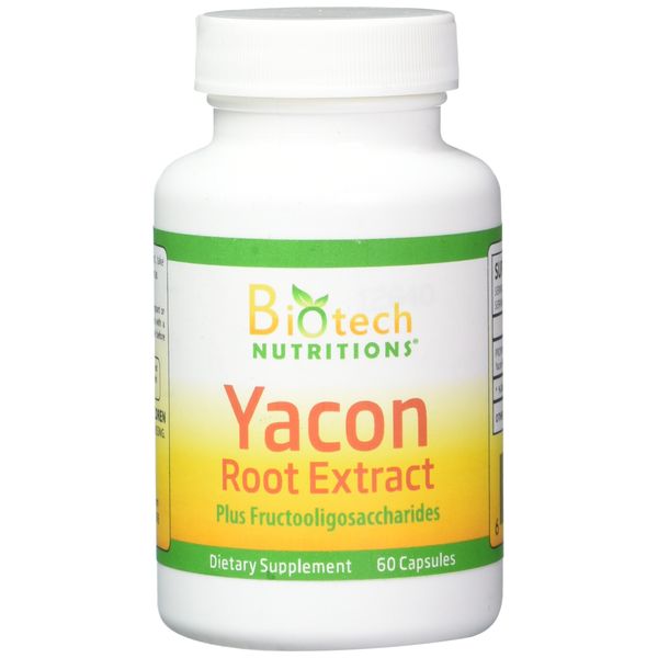 Biotech Nutritions Yacon Root Extract Serving Capsules Plus Fructooligosaccharides, 1200 mg, 60 Count
