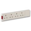 Extension Socket 4 Gang White, Power Outlet Strips Electrical, Qty X 1