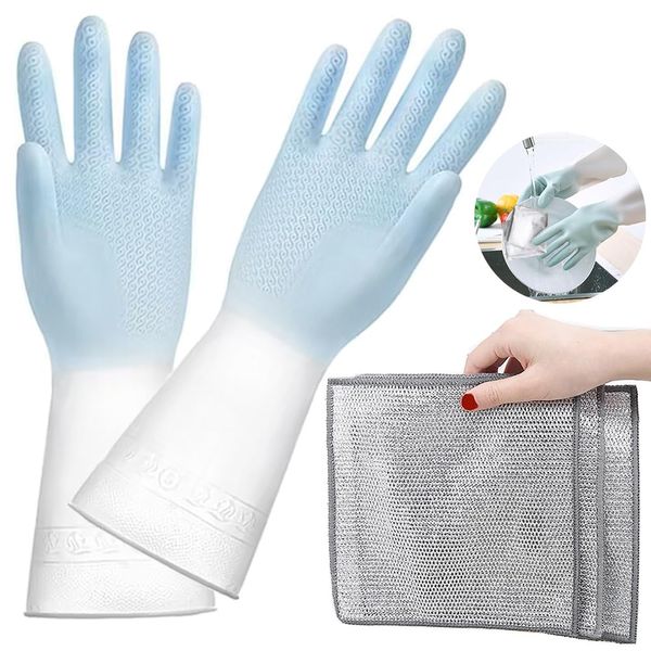 [MENGGF] Non-slip Resin Cleaning Gloves, Pair of Waterproof Gloves, Long Rubber Gloves, Work, Dishwashing Gloves, Cleaning Gloves, Car Washing, Washing, Gardening, Pet Care, Multi-Purpose, Additive,