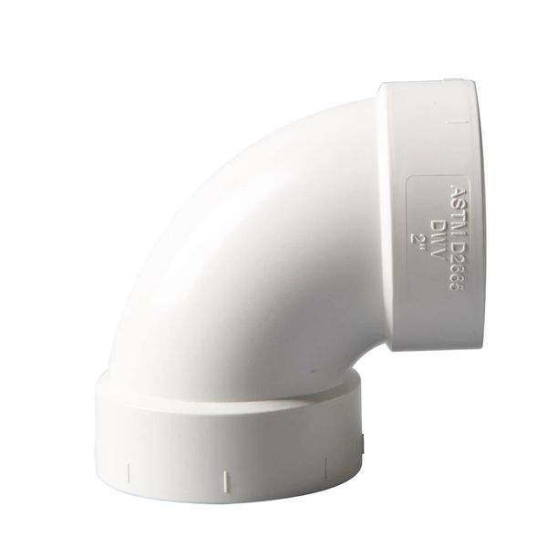 Rainbow Dream 2 Inch DWV 90 Degree PVC Pipe Elbow - 2pcs, White