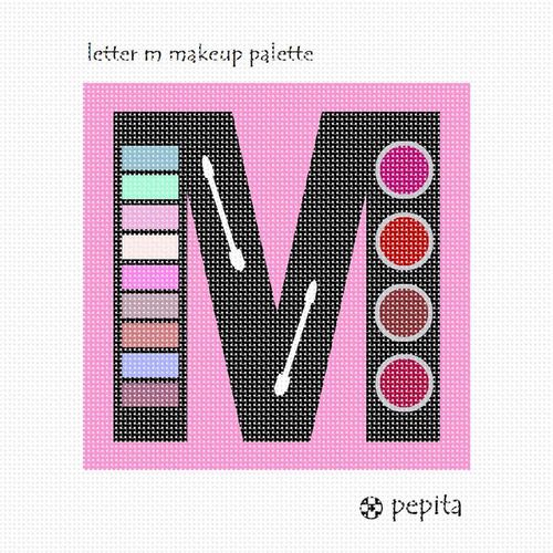 Pepita Needlepoint kit: Letter M Makeup Palette, 7" x 7"