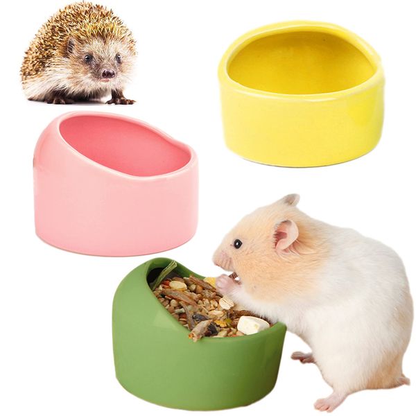 JSLZF Small Animal Bowl Ceramic Hamster Bowl Hamster Food Dish Prevent Knocking Over, Food Splashing and Chewing Feeding Dish for Gerbil Chinchilla Rat Ferret Hedgehog (3 PCS)