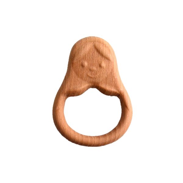 Organic Wooden Rattle-Teether Doll
