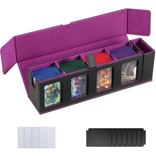 WPGEAR Trading Card Deck Case for 840 Cards, Storage Box with Display Windows for MTG Commander, PTCG, Sport Cards and Other Trading Card Games - Purple