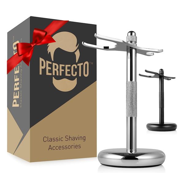 Perfecto Deluxe Chrome Razor and Brush Stand - The Best Safety Razor Stand. This Will Prolong The Life Of Your Shaving Brush