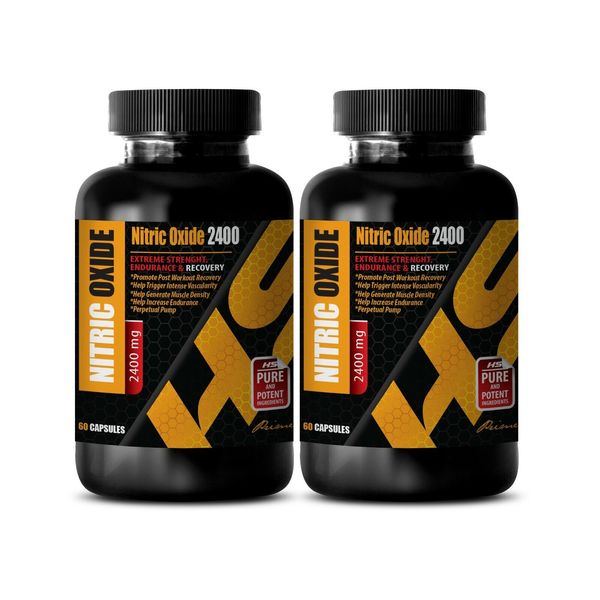 muscle building pills - NITRIC OXIDE 2400 - post workout supplements - 2 Bottles