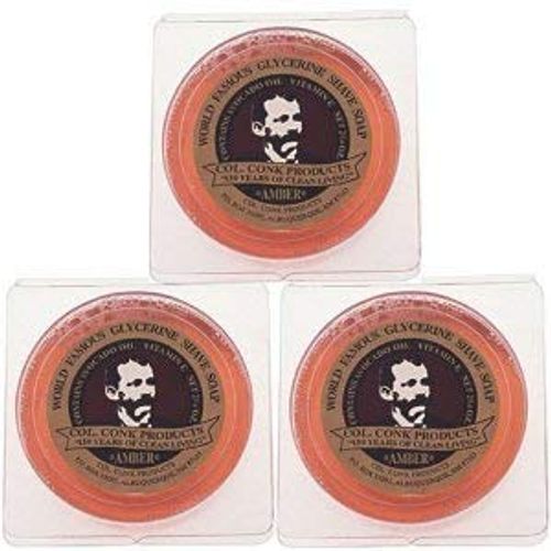 Col. Conk Amber Shave Soap 2.25 Ounce (Pack of 3)