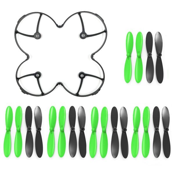 AFUNTA Propeller Blades Protection Guard Cover and Props 5X Sets Compatible X4 H107C H107D Quadcopter-Black/Green