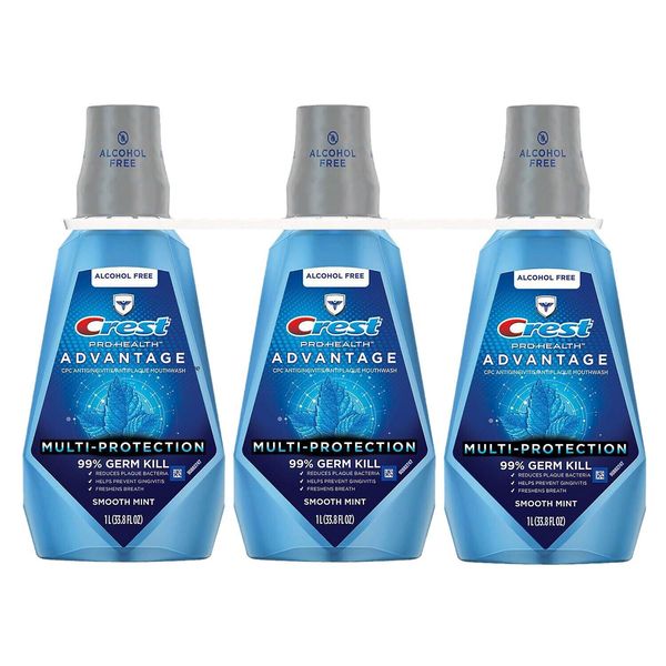 Crest ProHealth Advantage Rinse, Smooth Mint (33.8 Fluid Ounce, 3 Pack)