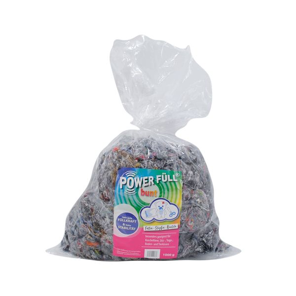 POWER FÜLL | 1kg Graue Füllwatte | Stabile Füllwatte für Kissen, Sitz- u. Yogamatten | Stopfmaterial mit Füllkraft | Bastelwatte