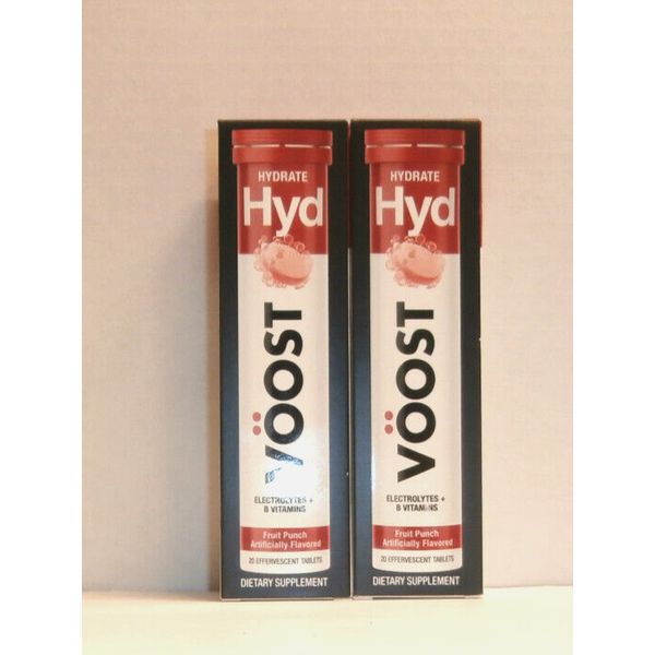 Voost Hydrate, Electrolytes + B Vitamins, FRUIT PUNCH  20 Tablets Each *2 packs*