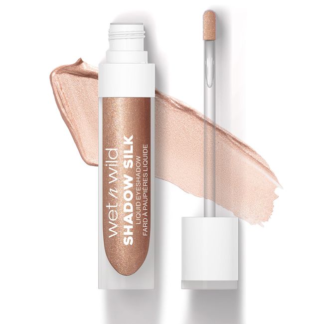 wet n wild Shadow Silk Liquid Eyeshadow, Hochpigmentierter Flüssig-Lidschatten mit Schimmerfinish, Schnell Trocknend, Einfaches Auftragen mit Stiftapplikator, Farbton Lunar Beige