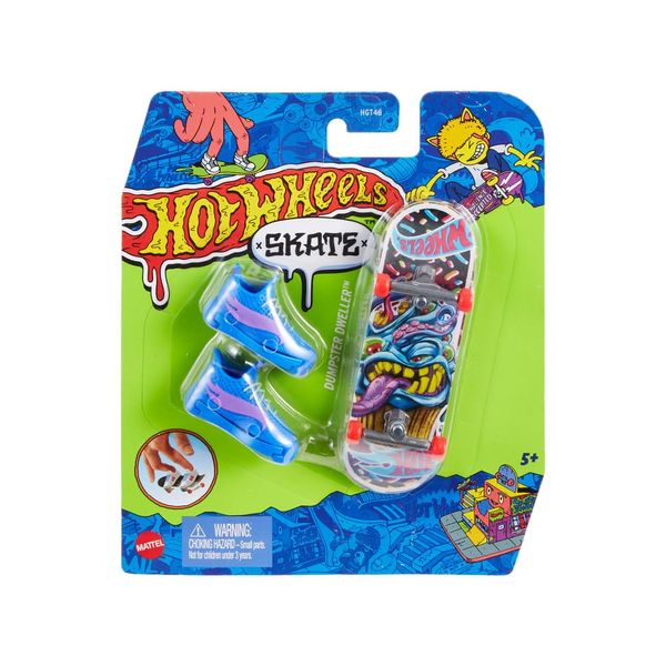 Hot Wheels Skate Fingerskate Tony Hawk HNG44 Pack of 1 Finger Skateboard + 1 Pair of Blue Trainers