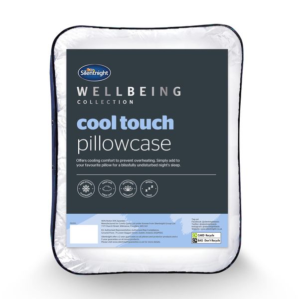 Silentnight Cool Touch Pillowcase - Best Cooling Temperature Control Pillow Cover Case For Hot Flashes Warm Sleepers Stay Cool At Night - Prevent Overheating Long Lasting Pillowcase