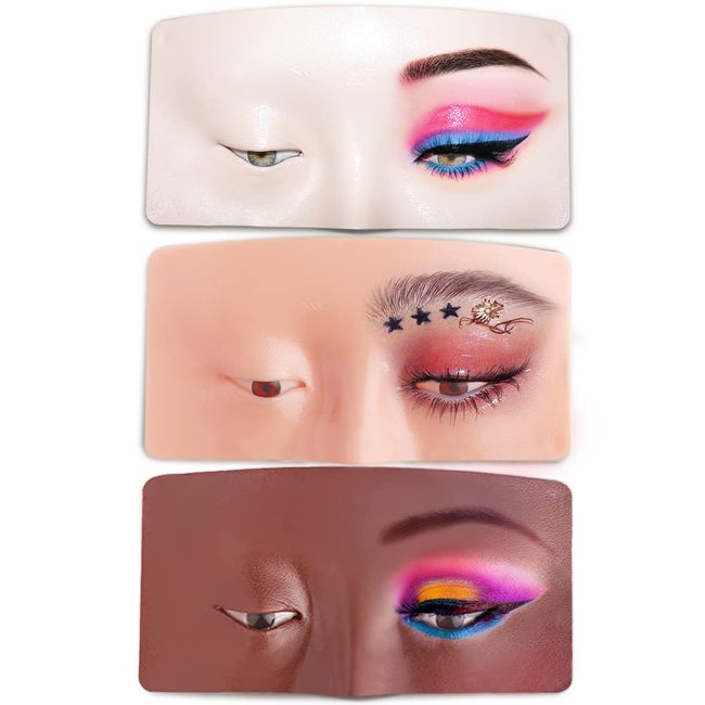 Makeup Practice Face, Bueuo 3 Pcs Makeup Practice Board Makeup Mannequin Face 3D Realistic Pad for Makeup Artist Makeup Beginner Self-taught or Professional Enthusiasts