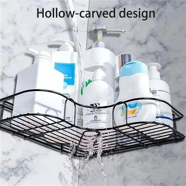 Bathroom Shelf Shampoo Storage Rack Holder Kitchen Punch Corner Frame Shower  Shelf with Suction Cup Bathroom Accessories