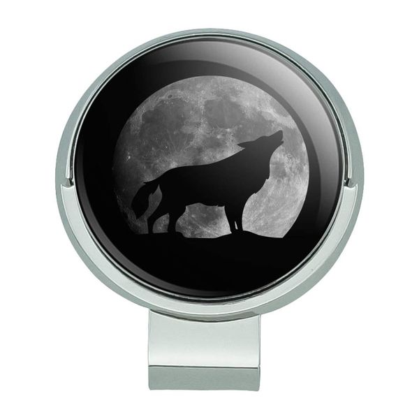 GRAPHICS & MORE Wolf Howling Moon Silhouette Golf Hat Clip with Magnetic Ball Marker