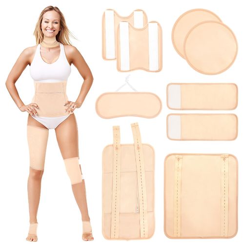 Castor Oil Pack Wrap, 9 Pcs Reusable Organic Castor Oil Pack Kit for Neck Chest Waist Back Knee and Feet, Adjustable Elastic Straps Castor Oil Compress Pads, Machine Washable Anti Oil Leak