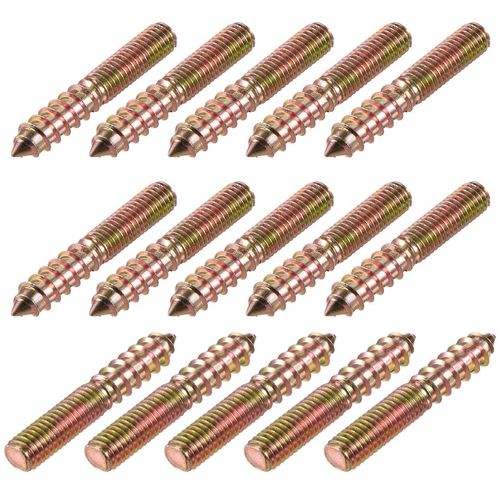 sourcing map M8 Hanger Bolts Length 2"(50mm) Double Headed Bolts Self-Tapping Screw 8mm Wood Joint Furniture Legs 15pcs