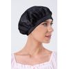 Night Cap, 100% Natural Luxury Silk, Hair Care, Amazing Moisturizing Power, Beautiful Hair, Shiny Hair, For Sleeping, Prevents Drying and Splits, Unisex, Stretchy (Black)