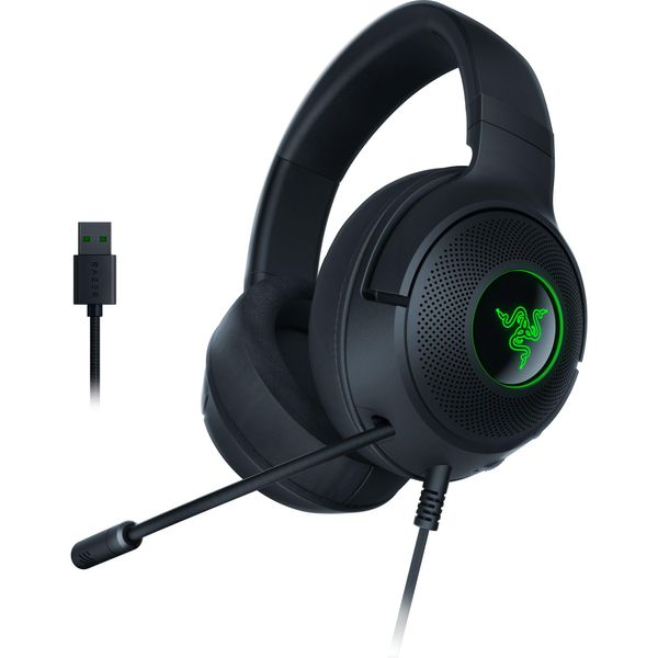 Razer Kraken V3 X USB - Wired USB Gaming Headset (ultra-lightweight at 285g, TriForce 40 mm drivers, HyperClear Cardioid Microphone, 7.1 surround sound, Chroma RGB) Black