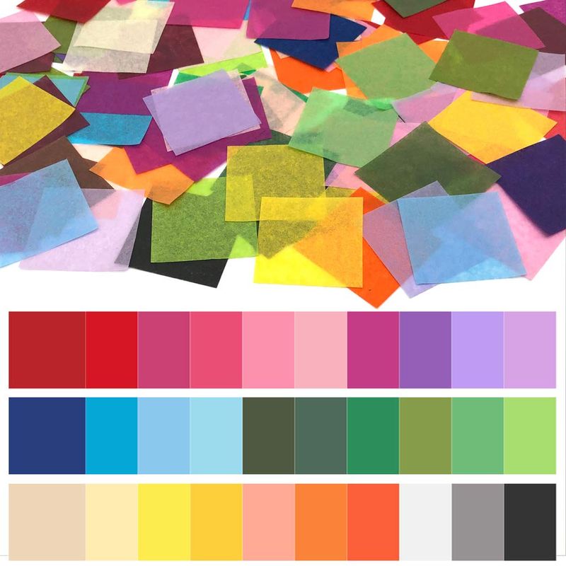 Cinvo 3000 Pcs Tissue Paper Squares 2 Inch x 2 inch Rainbow Tissue ...
