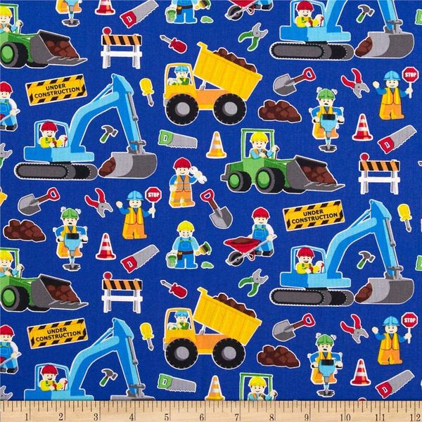 Timeless Treasures Construction Zone Royal, Fabric by the Yard
