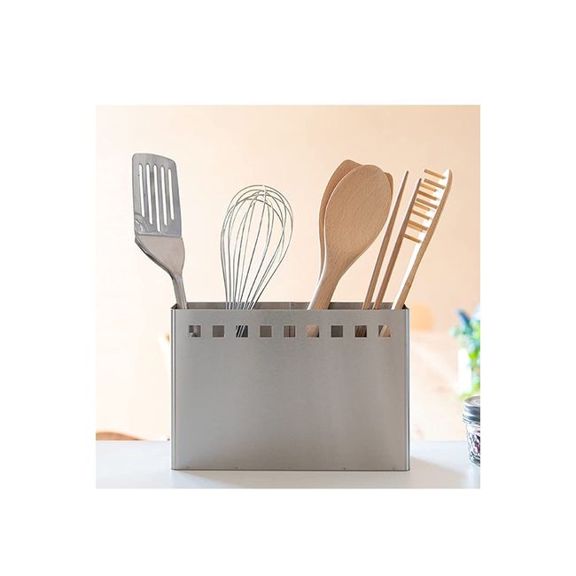 be worth style Beworth Style MM-700021 Kitchen Tool Stand, Slim, 18-8 Stainless Steel, Rust Resistant, 2 Dividers, Cushioned, Width 8.9 x Depth 2.8 x Height 5.9 inches (22.5 x 7 x 15 cm), Silver