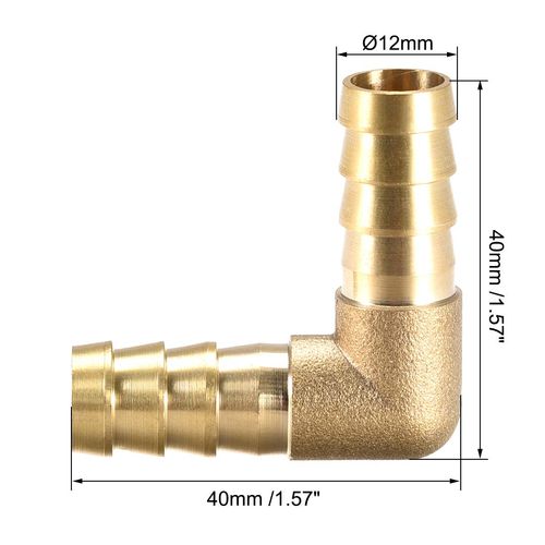 uxcell Barb Brass Hose Fitting 12mm 90 Degree Elbow Pipe Connector Coupler Tube Adapter 4pcs