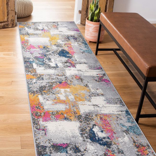 Rugshop Runner Rugs Modern Abstract Splashcolor Stain Resistant Kitchen Rugs 2x7