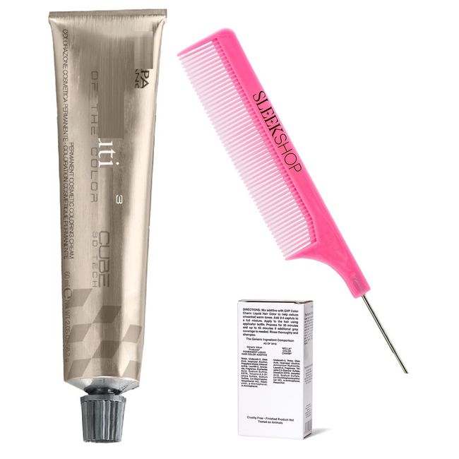 practice SIeekshop Comb + EVOLUTlON Cube BY Alfaprf Permanent Cream Haircolor Dye (w/SIeekshop PINK Comb) MADE IN ITALY Creme Hair Color - 10.21 - Lightest Violet Ash Blonde -