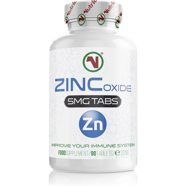 Mega Nutriodol Zinc Tablets Strengthen Nail or Bone Protection 5mg Zinc Oxide x 90, Zinc Oxide 5mg x 90