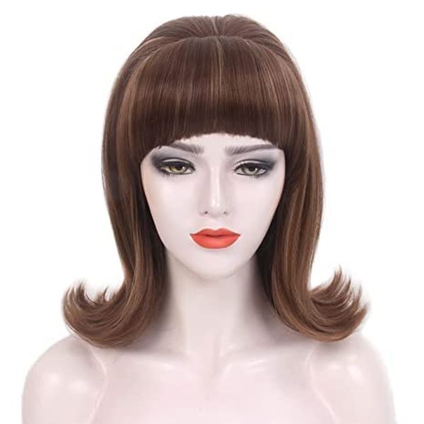 STfantasy Beehive 60s Wigs Gothic Wigs for Women Mrs Claus Fancy Dress Costume Harajuku Cosplay Party Hair (Ash Brown)