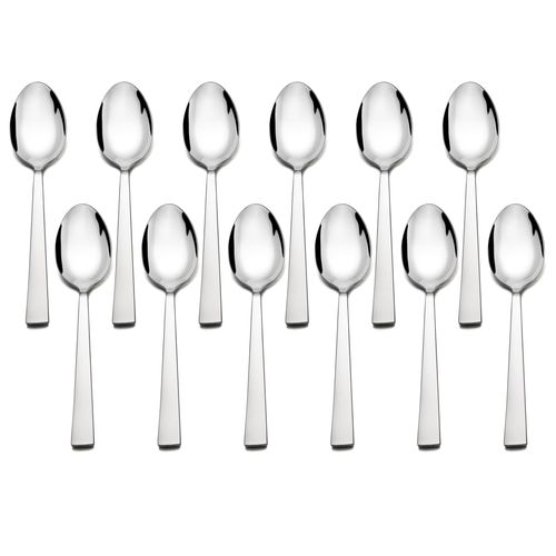 HaWare Teaspoons Set of 12, Stainless Steel Dessert Spoons, Small Coffee Spoon for Home, Party, Restaurant, Silver& Square Edge, Mirror Polished & Dishwasher Safe (13.5cm)