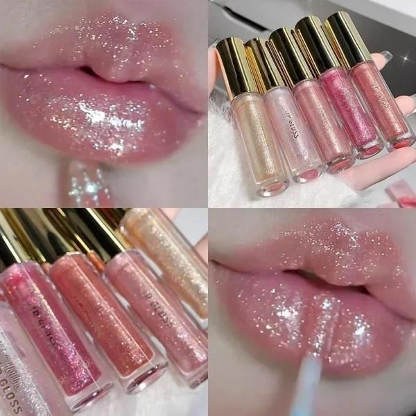 Mirror Pearl Lip Gloss Pearlescent Glitter Lip Glaze Waterproof Long Lasting Moisturizing Shimmer Liquid Lipstick Makeup