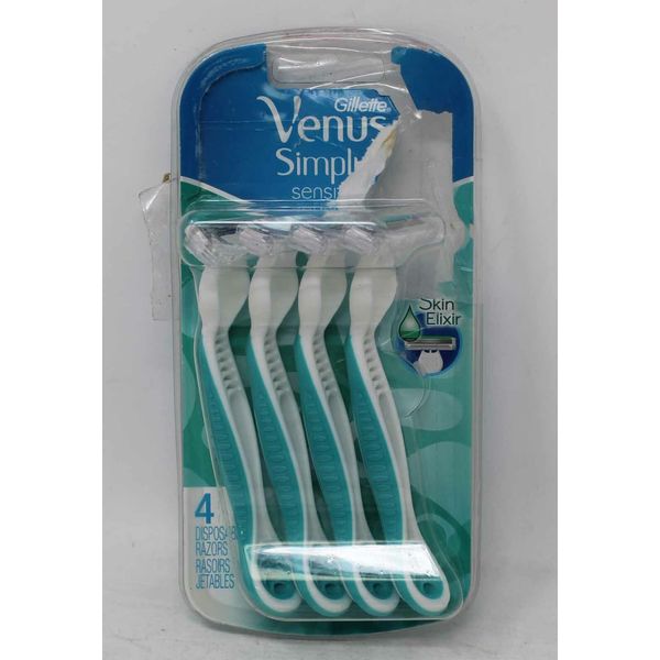 Gillette Venus Simply 3 Sensitive Disposable Razors 4 Ct (Distressed Packaging)