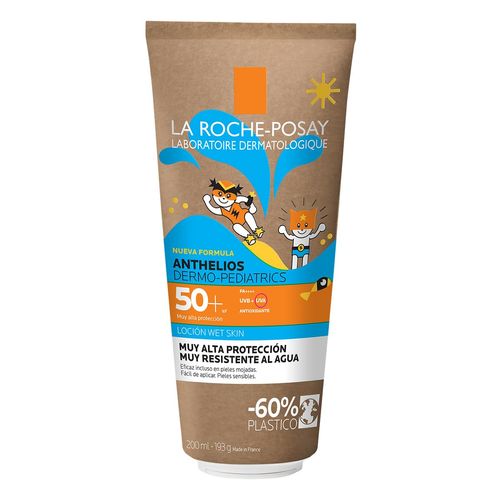 La Roche Posay Anthelios Dermo-Pediatrics Wet Skin Gel, Waterproof Sunscreen Cream for Sensitive Children's Skin, SPF 50+, with Wet-Skin Technology and Thermal Water, 200 ml
