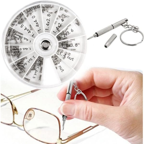 LIKENNY Eyeglass Screws, Eyeglass Screws, Set of 120, Glasses Screws, Sunglasses Screws, Repair Tools, Assortment Kit, Glasses Repair, Watch Repair, Screw Replacement