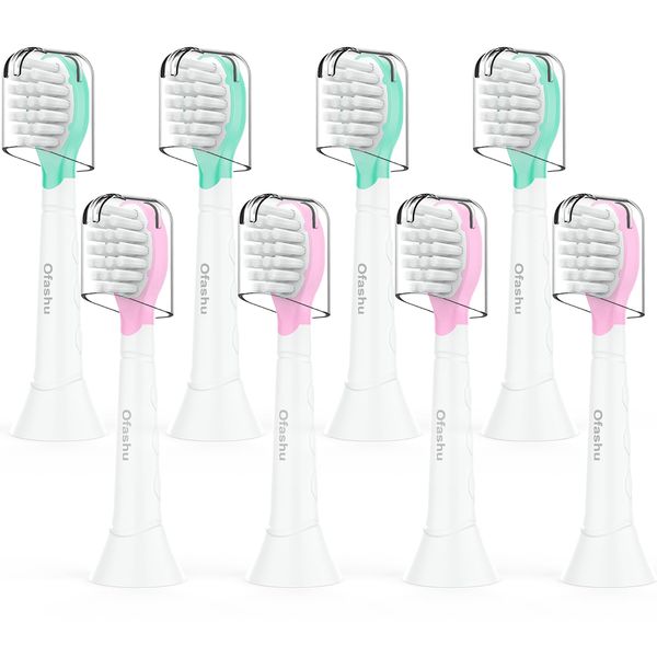 Ofashu Replacement Brushes for Phillips Sonicare Electric Toothbrushes: For Kids, Compact, Kids, Ages 3 and Up, Mini Replacement Brushes, Set of 8