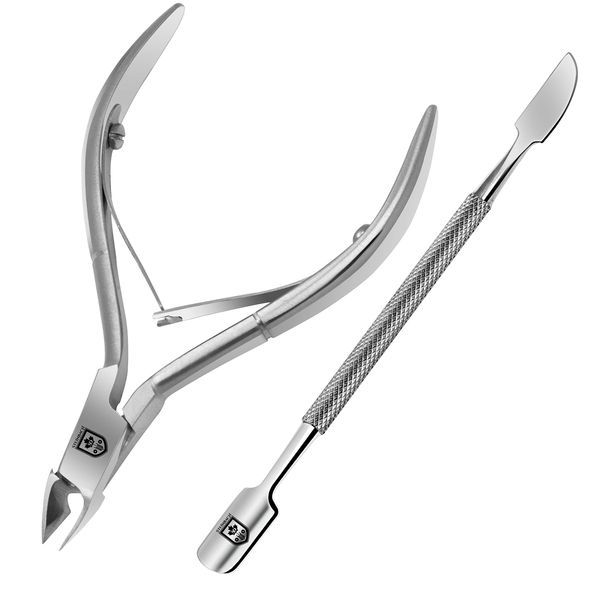 SENBACH Cuticle Trimmer with Cuticle Pusher, Cuticle Remover Cuticle Nipper Professional Stainless Steel Cuticle Cutter Clipper Durable Pedicure Manicure Tools for Fingernails and Toenails (Silver)