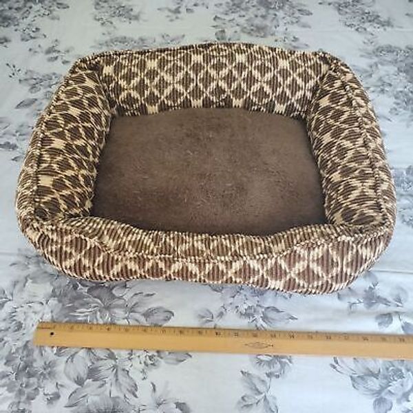 AKC American Kennel Club Brown Beige Pet Dog Cat Bed 22x18 Polyester Faux Fur