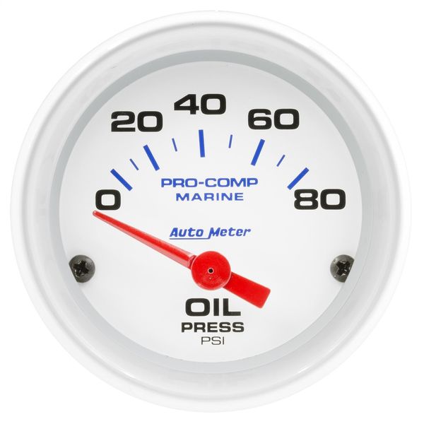 AutoMeter Gauge, Oil Pressure, 2 1/16", 80Psi, Electric, Marine White (200744),Multi