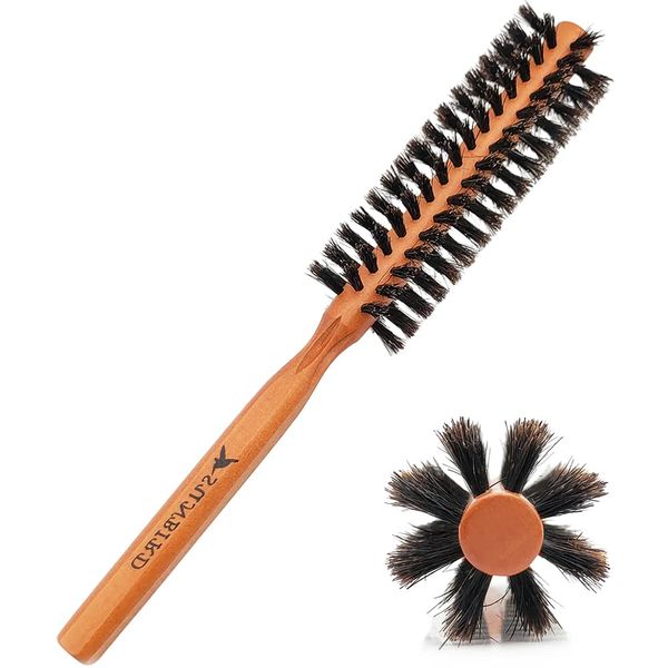 SUNBIRD Wild Boar Bristle Small Round Brush Hair Brush - For Men, Women, Kid, Dry, Wet, Fine, Thick, Curly Hair Styling, Adding Hair Volume and Shine