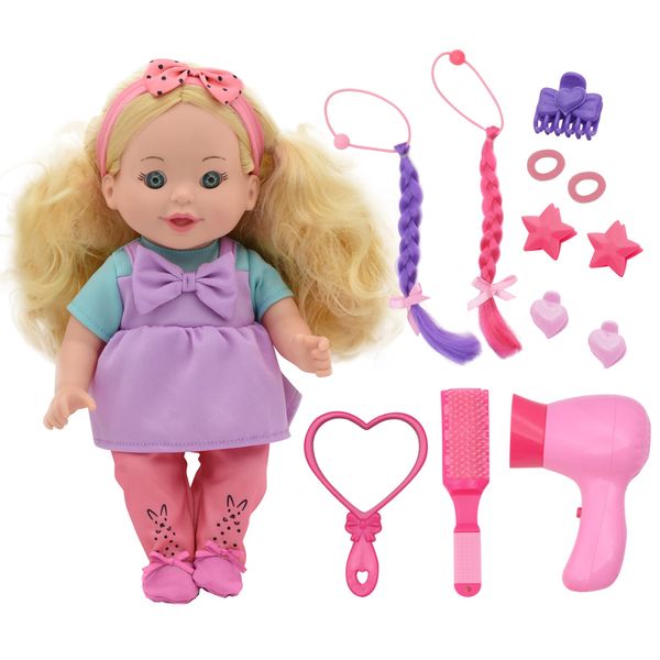 New Adventures Lil Tots: Talking Hair Styling Playset - 16 pc 12" Doll Playset, Children's Pretend Play, Ages 3+