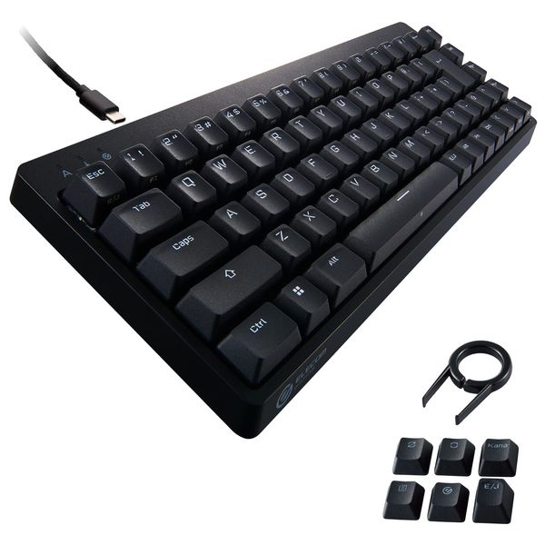 Elecom V-custom Gaming Keyboard TK-VK200CBK Wired Numeric Keypadless, 65% Size, Mechanical, Neo Clutch Key Cap, Blue Axis, Clicky, USB Port