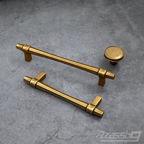 Alzassbg 6 Pack Antique Brass Cabinet Knobs, 1-1/4 Inch Diameter Round Kitchen Knobs for Cabinets and Drawers AL6104AB