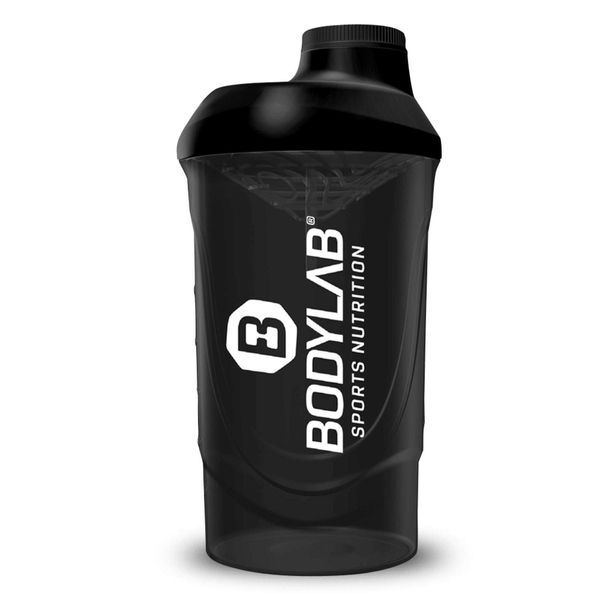 Bodylab24 Shaker 700ml Schwarz, der praktische Eiweiß-Shaker für deinen Proteinshake, mit Schraubverschluss und Sieb für cremige Shakes, BPA-frei, Fitness Shaker für klumpenfreie Shakes